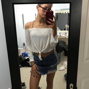 white off the shoulder long sleeve